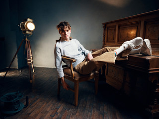 man sitting on a chair