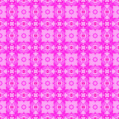 Pink checked allover seamless pattern. Hand drawn 