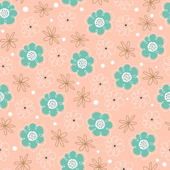 Cute Flowers Vector Seamless Pattern