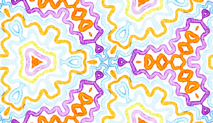 Colorful Geometric Watercolor. Dazzling Seamless P