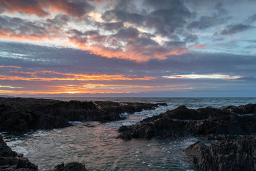 Obraz premium Westward Ho seascape at sunset in north devon