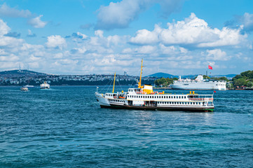 Traditional Istanbul passenger ferry, Turkey.