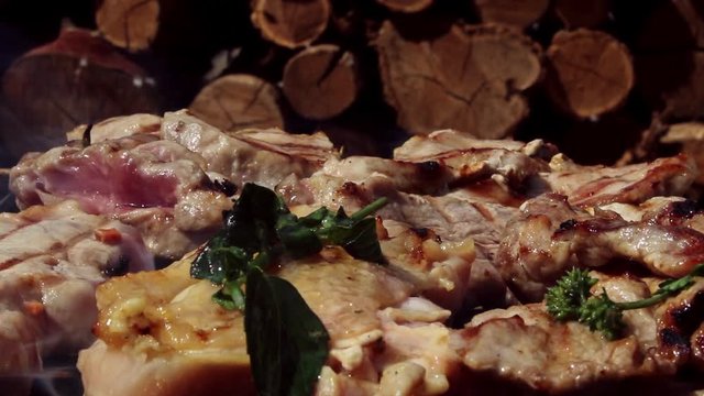 Barbecue with Pork and Chicken Meat Grilling 