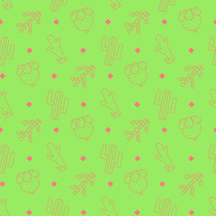 Naklejka premium Cactus vector seamless pattern