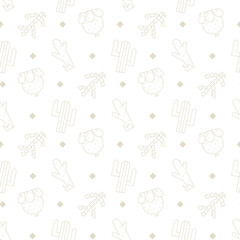 Cactus vector seamless pattern