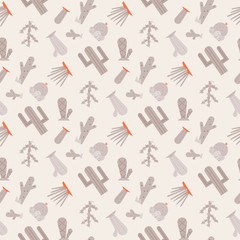 Cactus vector seamless pattern