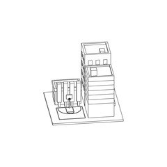 Isometric City Block with street basketball court