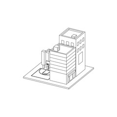 Isometric City Block with street basketball court