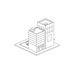 Isometric City Block with street basketball court
