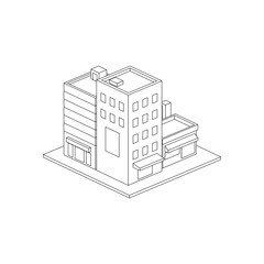 Isometric City Block with street basketball court