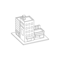 Isometric City Block with street basketball court