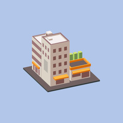 Isometric City Block with street basketball court