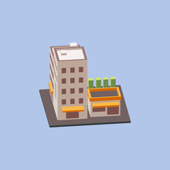 Isometric City Block with street basketball court