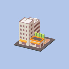 Isometric City Block with street basketball court