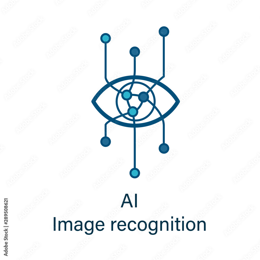 Poster eye icon with ai neural network inside