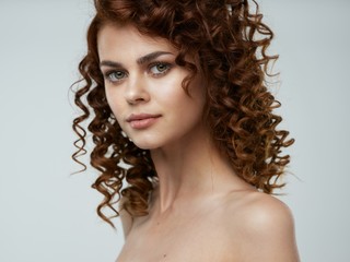 Beautiful curly hair woman