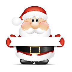 Santa Claus with empty banner. Vector illustration.