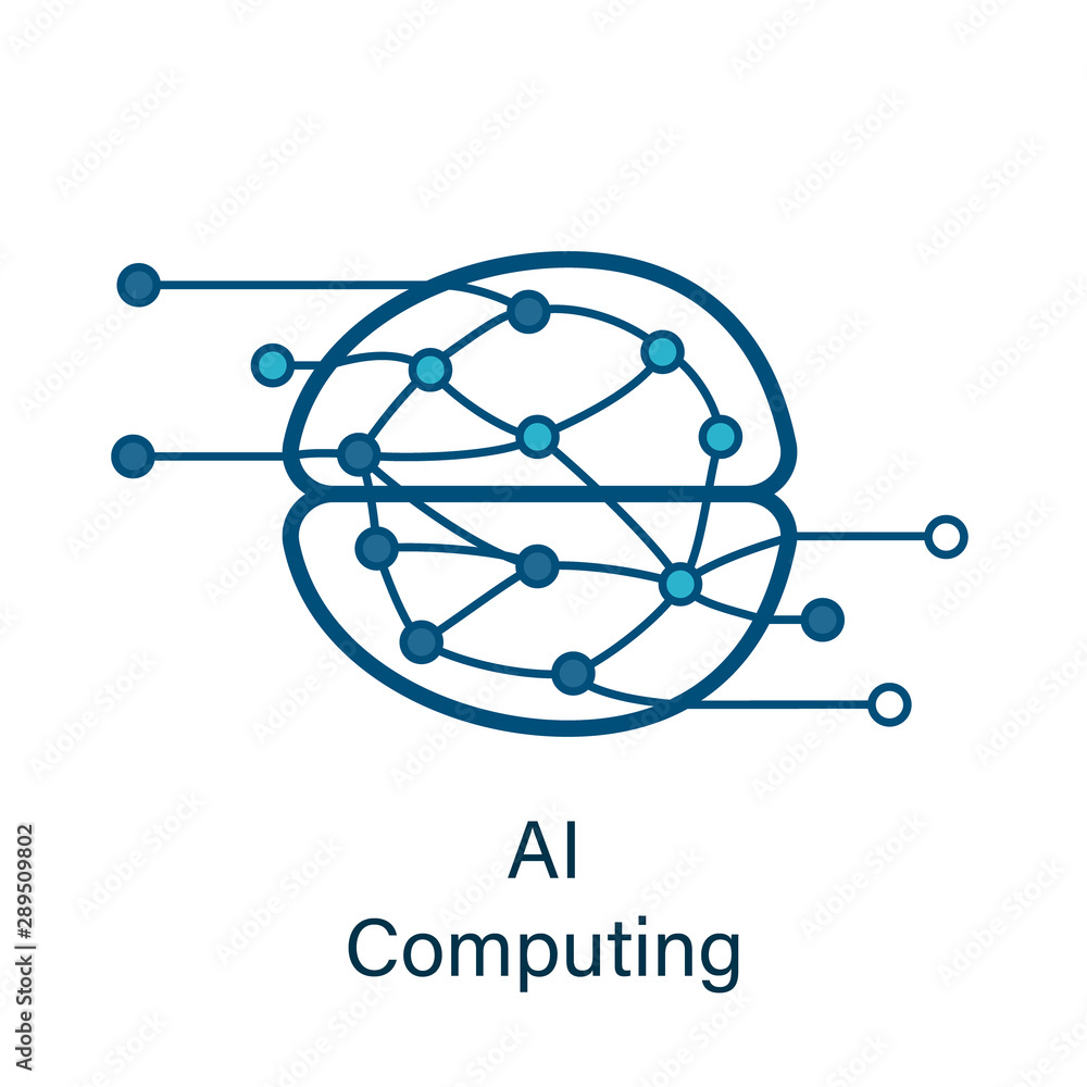 Fototapete brain icon with ai neural network inside