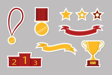_Award icons. Web site. Set of stickers. Vector illustration