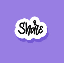 Hand-drawn childlike doodle like word in cloud. Blogging and social networks icon