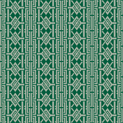 Japanese Green Tribal Maze Seamless Pattern