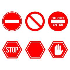 Traffic sign stop set. Vector illustration. on white background - Vector