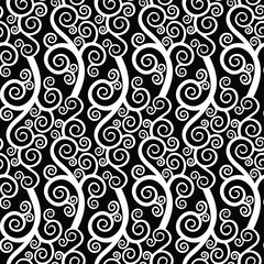 Seamless black and white swirly pattern