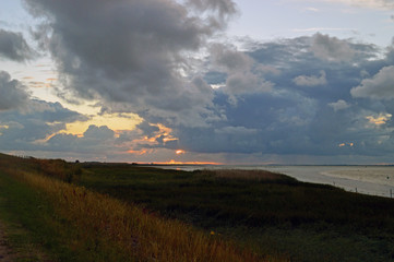 Sunset with clouds in Zeeland