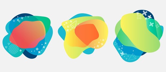 Set of organic liquid flowing shapes colorful