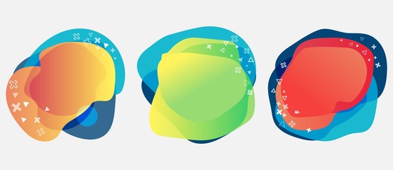 Set of organic liquid flowing shapes colorful