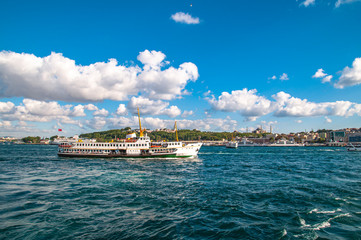 Traditional Istanbul passenger ferry, Turkey.
