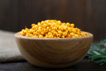 ripe sea buckthorn in a plate