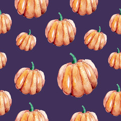 Hand-drawn pattern painted in watercolor. Cute illustrations for Halloween. Watercolor halloween collection.
