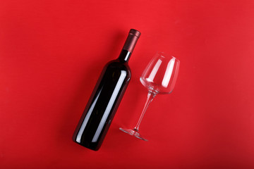 Naklejka premium wine bottle and glass