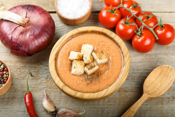 vegetable puree soup on the table