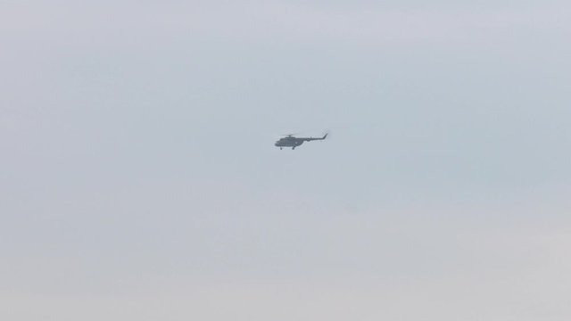 Helicopter during the flight.
