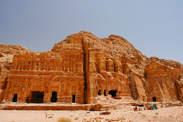 Carved building in Petra, Jordan