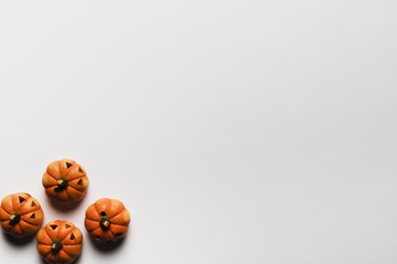 Top view frame with pumpkins and copy-space