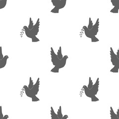 Pigeon or dove silhouettes. Seamless background. Symbol of peace, love, tolerance and trust. Vector illustration.