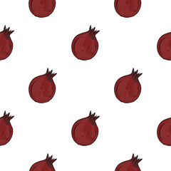 Pomegranate fresh fruits. Seamless background. Vector illustration.
