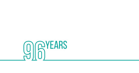 96 years anniversary or birthday. Linear outline graphics. Can be used for printing materials, brouchures, covers, reports. Stock Vector illustration isolated on white background