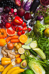 Top view vegan food, anti-age and alkaline diet