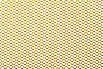 Golden mesh texture isolated on white background, clipping path