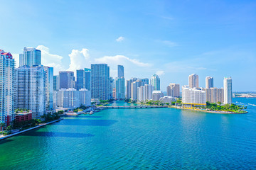 Miami Downtown Brickell Skyline Florida - obrazy, fototapety, plakaty