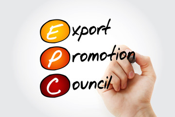 EPC - Export Promotion Council acronym with marker, business concept background
