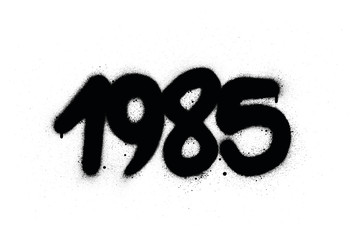 graffiti 1985 date sprayed in black over white