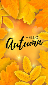 Vertical hello autumn shiny banner
