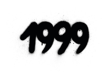 graffiti 1999 date sprayed in black over white