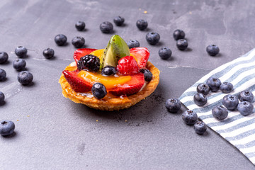Small Fresh fruit tart with various fruits, Sweet dessert