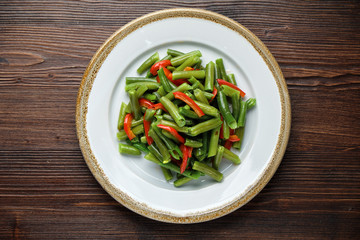 String beans . Restaurant menu